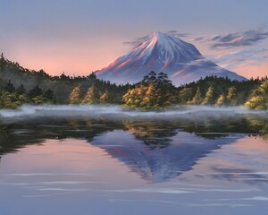 Lonely mountain in autumn evening