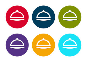 Food cover icon modern flat round button set illustration