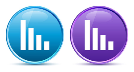 Statistics down icon sleek soft round button set illustration