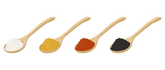 spoons with colorful infredient