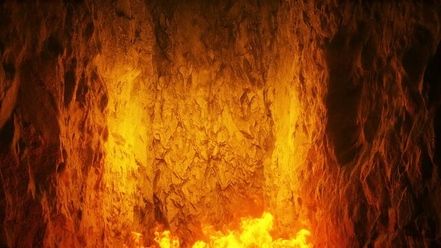 Sinners fall to hell fire. Religious concept. Realistic 4k animation.