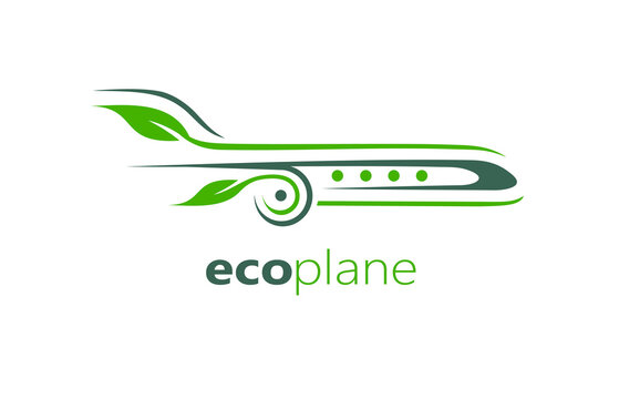 Airplane Eco Green Lines Logo Plane Leaf Silhouette Stripes