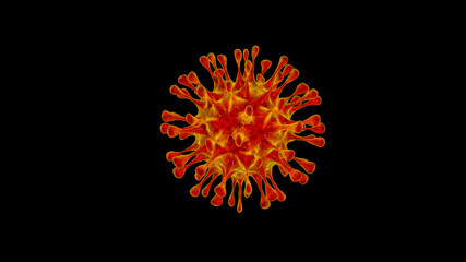 Covid-19 coronavirus isolated on background in 3d. Filamentous processes of this virus penetrate other cells.