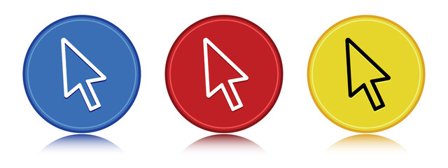 Cursor icon flat round button set illustration
