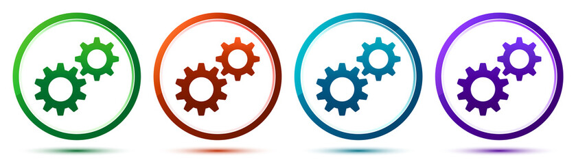 Settings process icon artistic frame round button set illustration