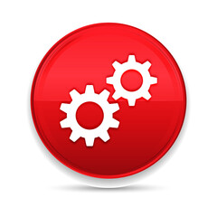 Settings process icon shiny luxury design red button vector