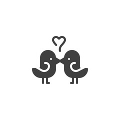 Kissing birds and heart vector icon. filled flat sign for mobile concept and web design. Love birds with heart glyph icon. Symbol, logo illustration. Vector graphics