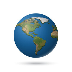 earth planet relief globe isolated in white