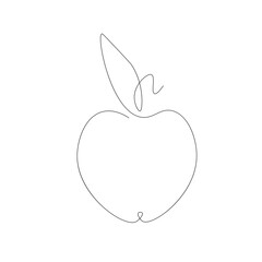 Apple icons on white background one line drawing, vector illustration