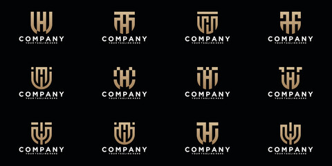 collection of logo letter h shield shape
