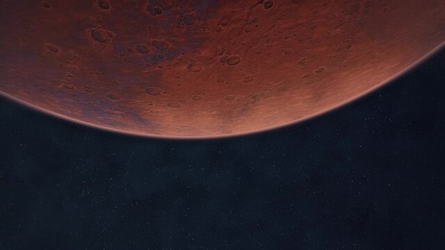 Mars and Phobos, planets of the solar system, space and stars, realistic 3D graphics, 3D Render, moving stars, planets