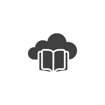 Cloud book vector icon. filled flat sign for mobile concept and web design. Library cloud glyph icon. Symbol, logo illustration. Vector graphics