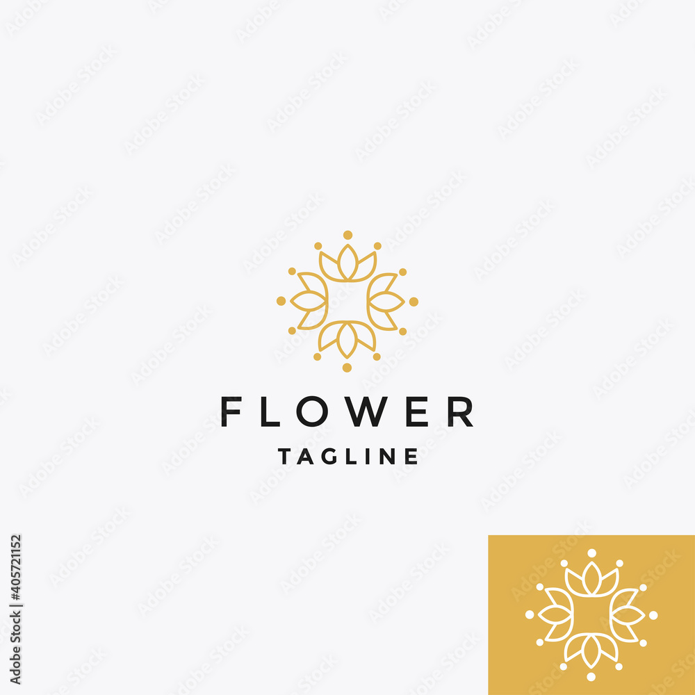 Poster flowers logo vector icon illustration