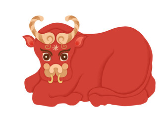 Red cattle illustration of Chinese Zodiac