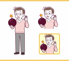 Elderly man in red sweater_A