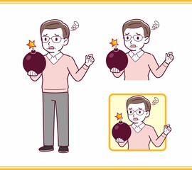 Elderly man in red sweater_A