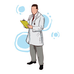 hand drawing of a doctor examining medical records