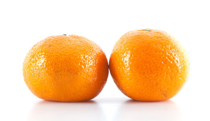 Two oranges on white background