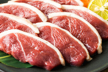 合鴨むね肉スライスの皿盛　Duck breast meat slice
