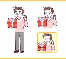 Elderly man in red sweater_A