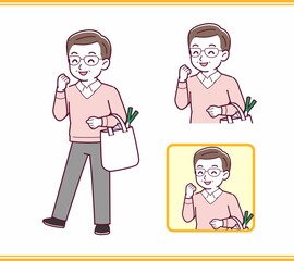 Elderly man in red sweater_A