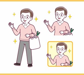 Elderly man in red sweater_A