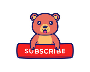 Cute bear with subscribe button