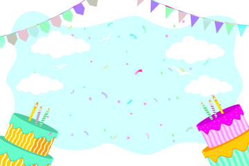 Happy birthday with party flag vector illustration