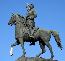 Fototapeta na wymiar Monument Shchors Nikolay Alexandrovich on horseback