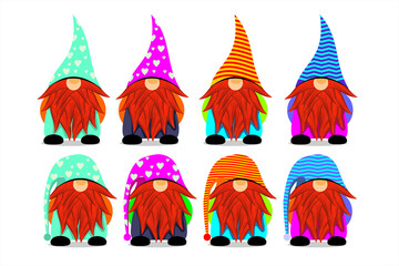 Fototapeta premium Christmas gnomes collection Vector Illustration