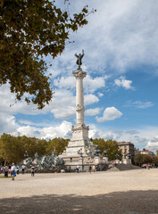 Fototapeta na wymiar Bordeaux, France - September 9, 2018: Esplanade des Quinconces, fontain of the Monument aux Girondins in Bordeaux. France
