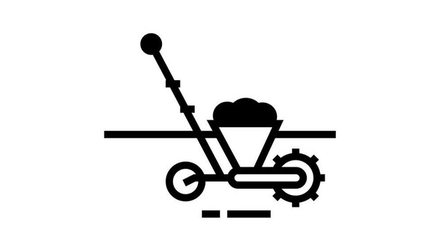 gardening machine animated black icon. gardening machine sign. isolated on white background