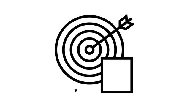 target cible arrow animated black icon. target cible arrow sign. isolated on white background