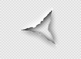 ragged Hole torn in ripped paper on transparent background