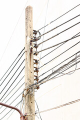 electric poles with white background