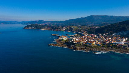 Fototapeta premium Aerial view of Porto do Son in A Coruña