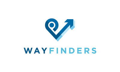 Creative Vector Illustration Logo Design. Wayfinders Location Gps Direction Arrow Concept