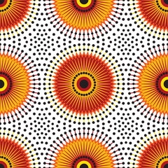 African Sunflower Pattern Design for Fabric and Textile Print