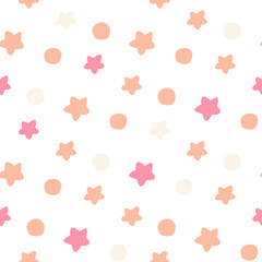 Pink confetti star pattern. Holiday bright background.