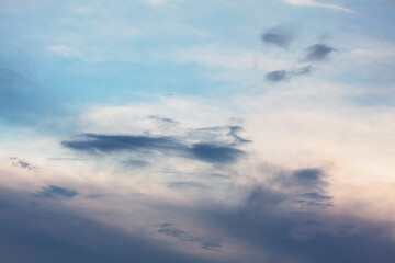 Noctilucent high clouds . Grey sky in the morning