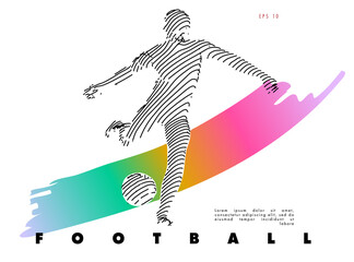 Football concept. Vector drawn by lines. Soccer art. .