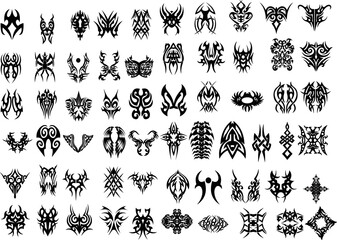 
Abstract tattoo, vector graphics of symbols and elements. Isolated.