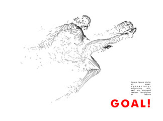 Football concept. Vector drawn by lines. Soccer art. .