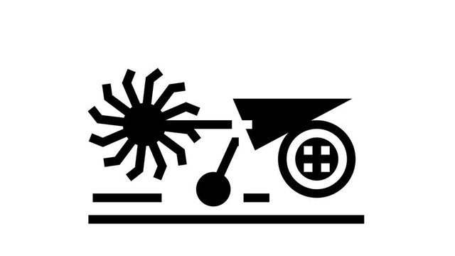 cultivator machine animated glyph icon. cultivator machine sign. isolated on white background