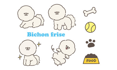 犬 ビションフリーゼ ベクターイラストセット ドッグフード 肉球
