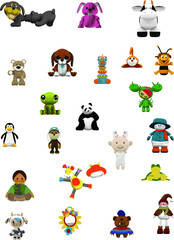 Toys, cute gifts New Year, Christmas. Vector cave drawings.