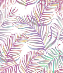 Fototapeta na wymiar Tropical vector pattern with palm leaves.Trendy summer print. Exotic seamless background.