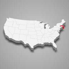 Fototapeta premium Massachusetts state location within United States 3d map