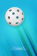 Abstract blue background with stripes and floorball ball