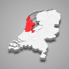 North Holland province location within Netherlands 3d map